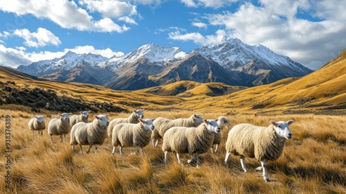 Sheep Grazing in the Majestic Mountains