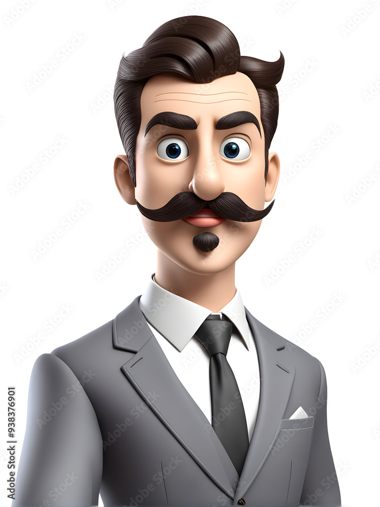 Animated businessman with surprised expression on white transparent background, character design promo. Generative AI Animated businessman with surprised expression on white transparent background, character design promo. Generative AI