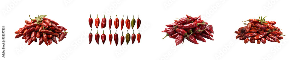 Set, collection of Dried Chillies isolated on transparent background. Set, collection of Dried Chillies isolated on transparent background.