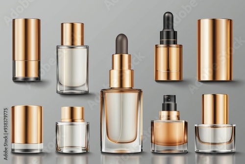 Luxurious cosmetic packaging bottles created with generative AI