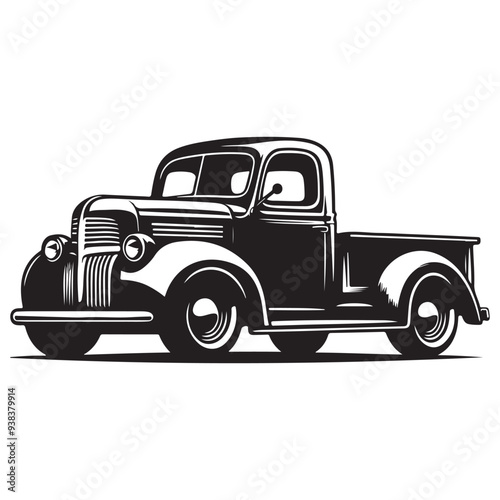 Classic Hauler Vintage Pickup Emblem Retro Rides Black Truck Icon, Vintage Pickup Truck Logo Monochrome Design Style