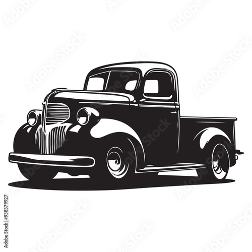 Classic Hauler Vintage Pickup Emblem Retro Rides Black Truck Icon, Vintage Pickup Truck Logo Monochrome Design Style