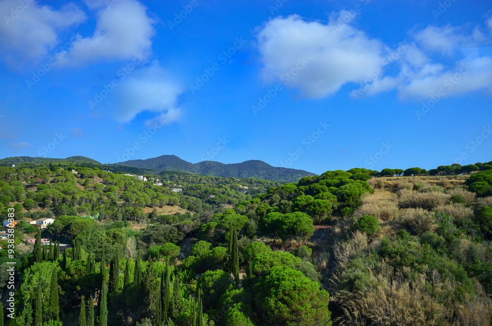 Obraz premium Spanish houses against the sky and sea in the city of Calella