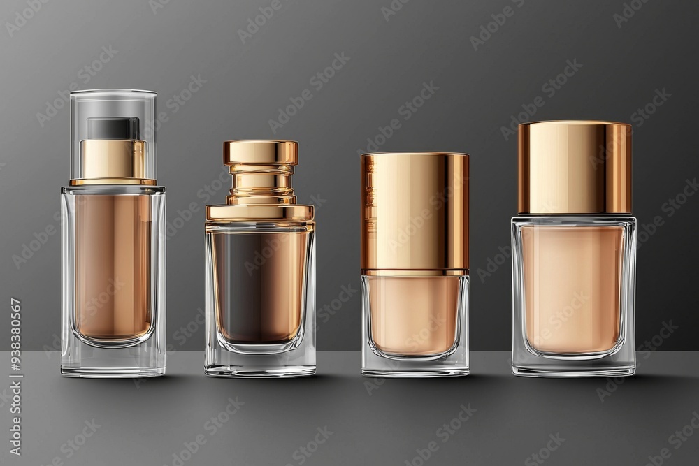 Luxurious cosmetic packaging bottles created with generative AI