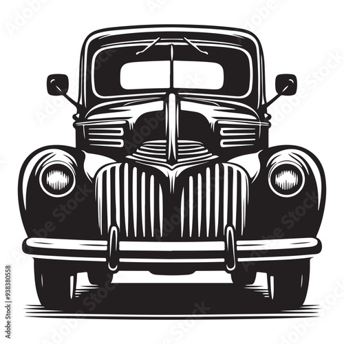 Classic Hauler Vintage Pickup Emblem Retro Rides Black Truck Icon, Vintage Pickup Truck Logo Monochrome Design Style