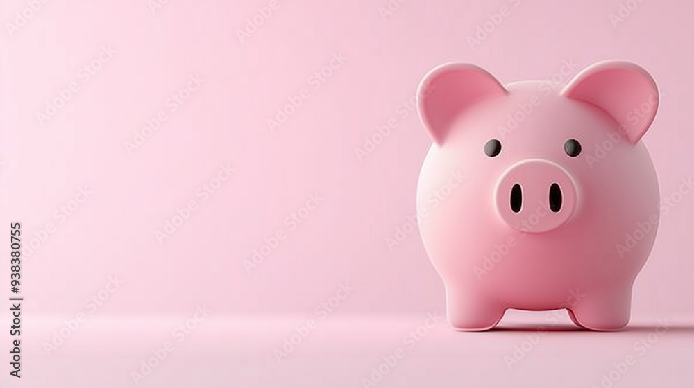 A piggy bank symbolizing saving money and financial security, against a light pink background A piggy bank symbolizing saving money and financial security, against a light pink background