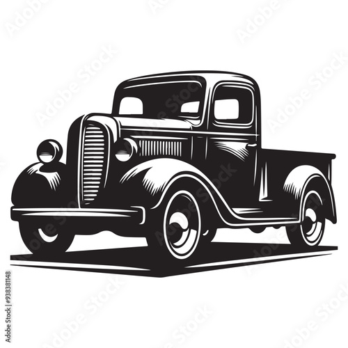 Classic Hauler Vintage Pickup Emblem Retro Rides Black Truck Icon, Vintage Pickup Truck Logo Monochrome Design Style