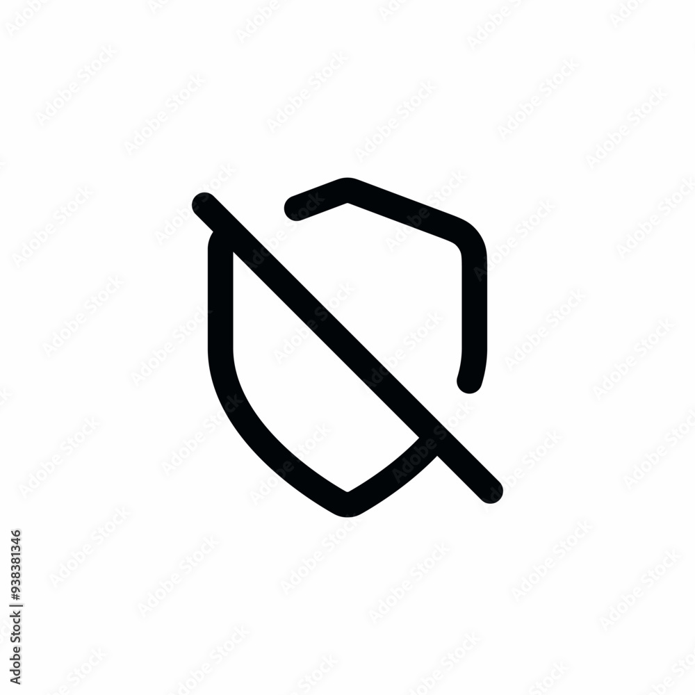 turn off protection shield icon vector turn off protection shield icon vector