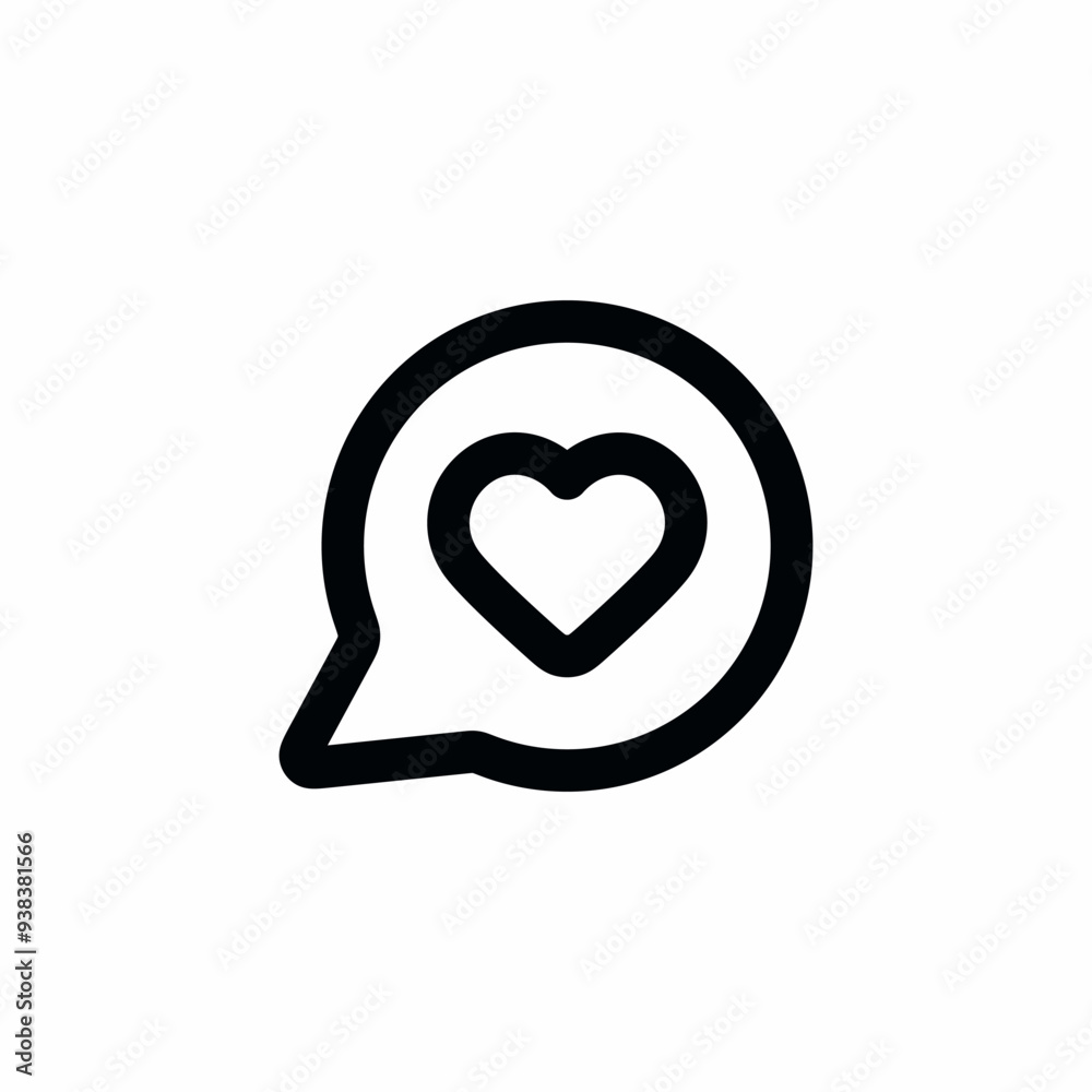 speech bubble love heart icon vector speech bubble love heart icon vector