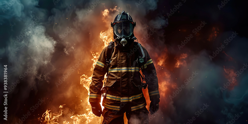 Fireman on the background of fire Fireman on the background of fire