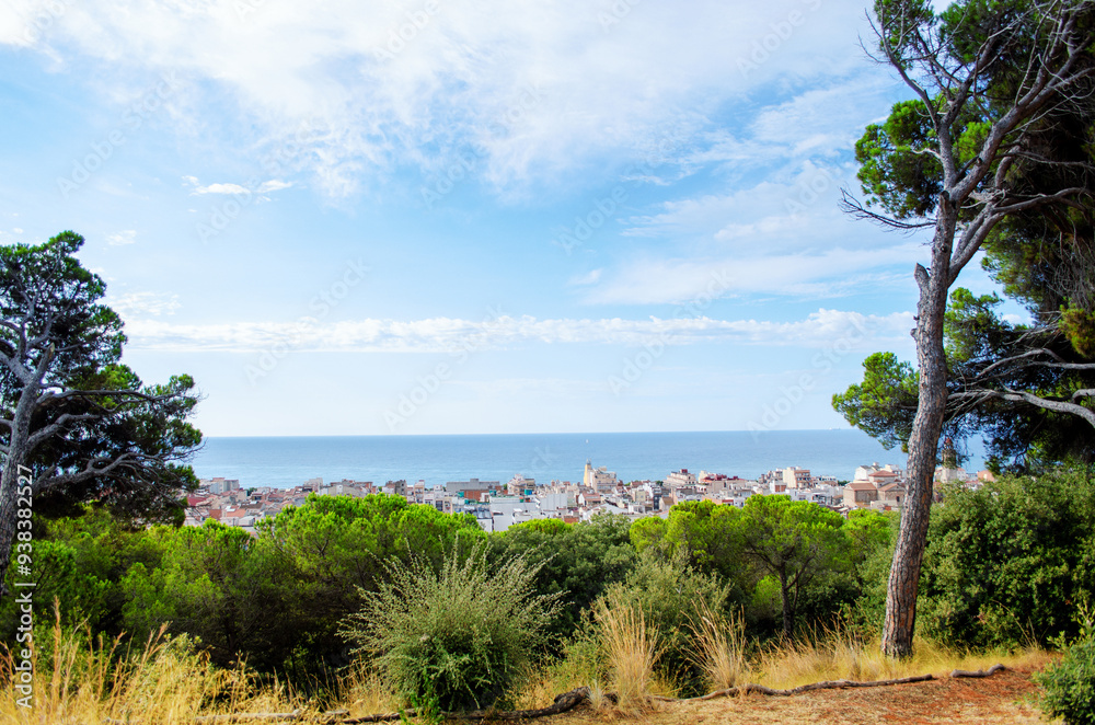 Spanish houses against the sky and sea in the city of Calella Spanish houses against the sky and sea in the city of Calella