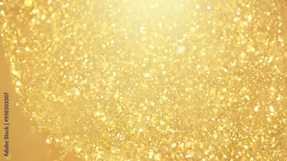 Abstract background with shiny golden particles falling from above. Dropping glitter wall, slow motion video. Luxury backdrop for Christmas, New Year, birthday or another celebration and greetings. Abstract background with shiny golden particles falling from above. Dropping glitter wall, slow motion video. Luxury backdrop for Christmas, New Year, birthday or another celebration and greetings.