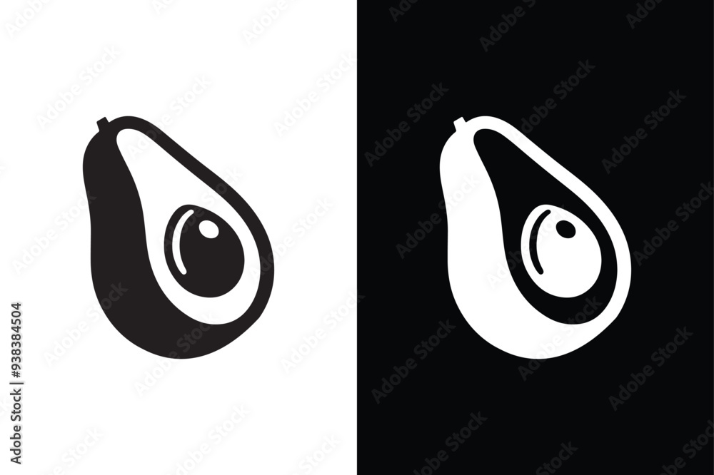 Avocado silhouette victor icon with black and white background. Avocado silhouette victor icon with black and white background.