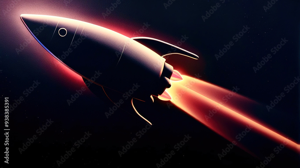 A rocket flying into space