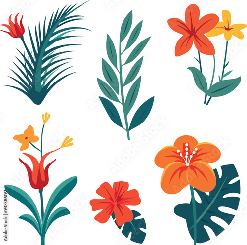 illustration vector nature plant summer flower tropical climate design palm tree decoration botany palm leaf background