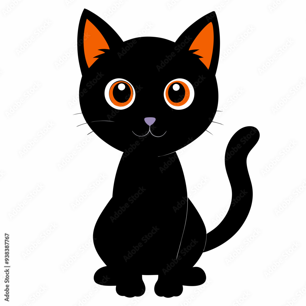 Fototapeta premium black cat cartoon isolated on white background. PNG Transparent file type with high definition quality And vibrant color grading Available.