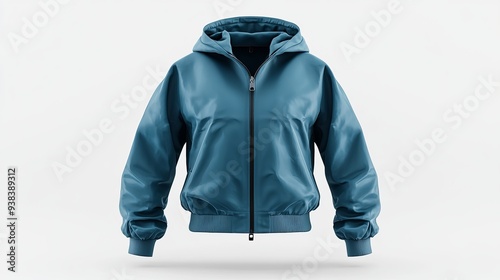 3D rendering and illustration of a windrunner jacket mockup in front view isolated on a white background photo