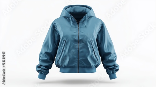 3D rendering and illustration of a windrunner jacket mockup in front view isolated on a white background photo