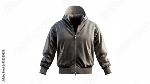 3D rendering and illustration of a windrunner jacket mockup in front view isolated on a white background photo