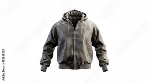 3D rendering and illustration of a windrunner jacket mockup in front view isolated on a white background photo