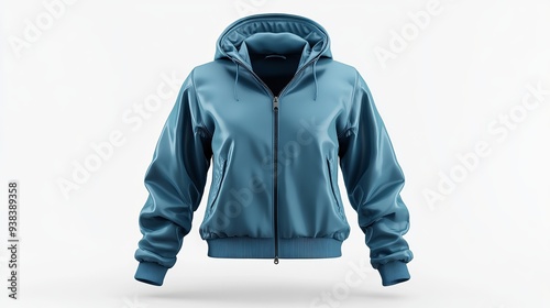 3D rendering and illustration of a windrunner jacket mockup in front view isolated on a white background photo