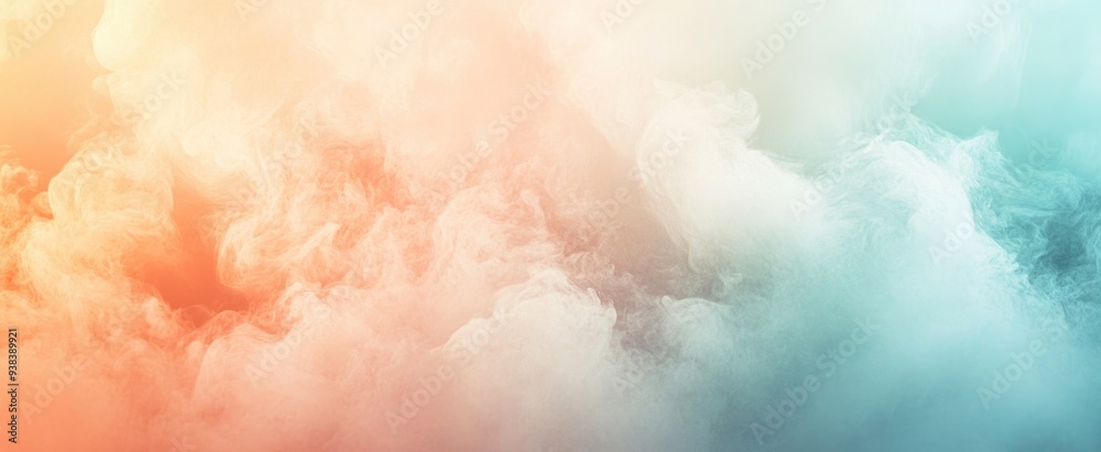 Delicate Banner with Gentle Mist Clouds Over a Pastel-Colored Background . Delicate Banner with Gentle Mist Clouds Over a Pastel-Colored Background .