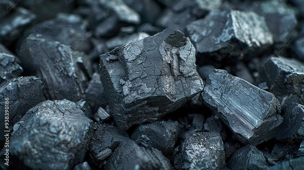 Close-up of Black Coal Texture