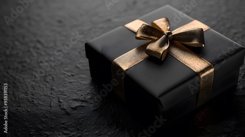 Luxurious Black Gift Box with Golden Ribbon