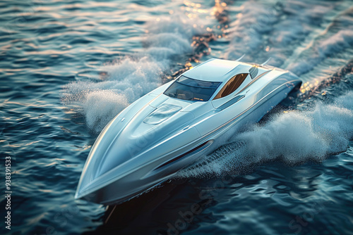 Sea unmanned boat. High -speed, sea drone. Unpitable fighting boat