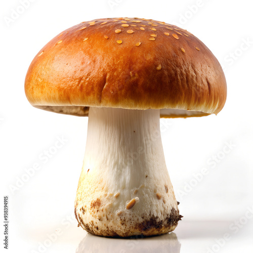 Single Fresh Porcini Mushroom on White Background