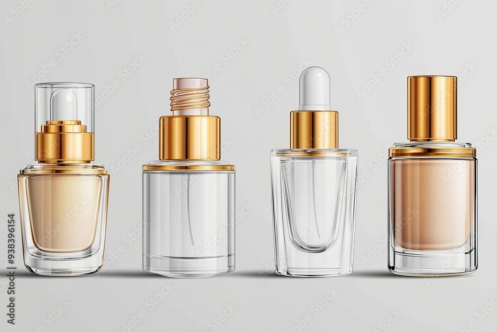 Luxurious cosmetic packaging bottles created with generative AI Luxurious cosmetic packaging bottles created with generative AI