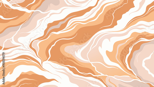 Abstract marble pattern with orange and white swirls