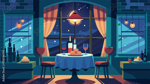 Romantic Dinner Setup by Moonlit Window