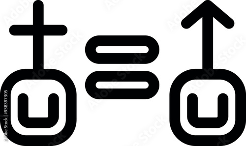 Simple icon representing the concept of gender equality and equal rights for women and men
