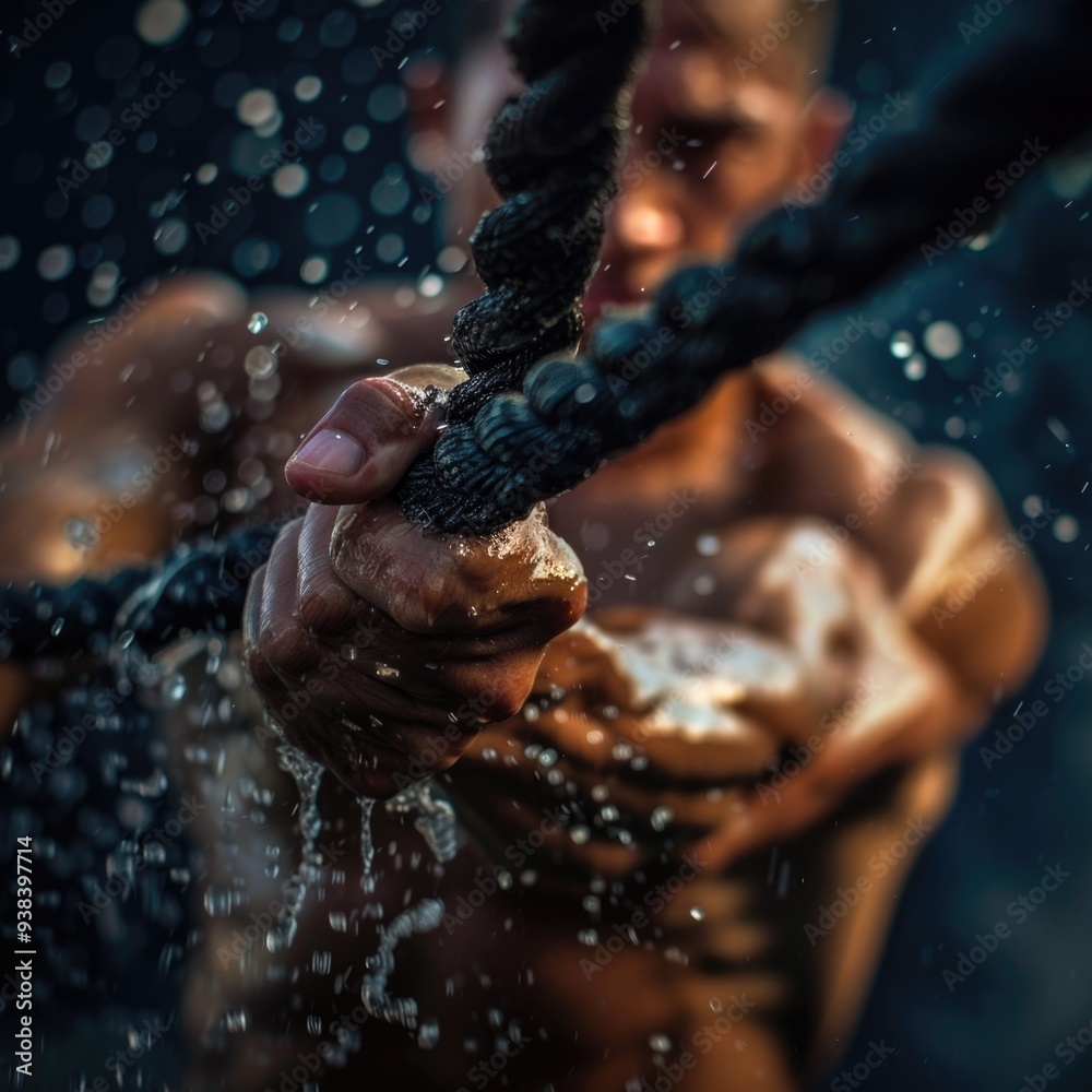 Fototapeta premium A person holding a rope, great for outdoors or adventure scenes