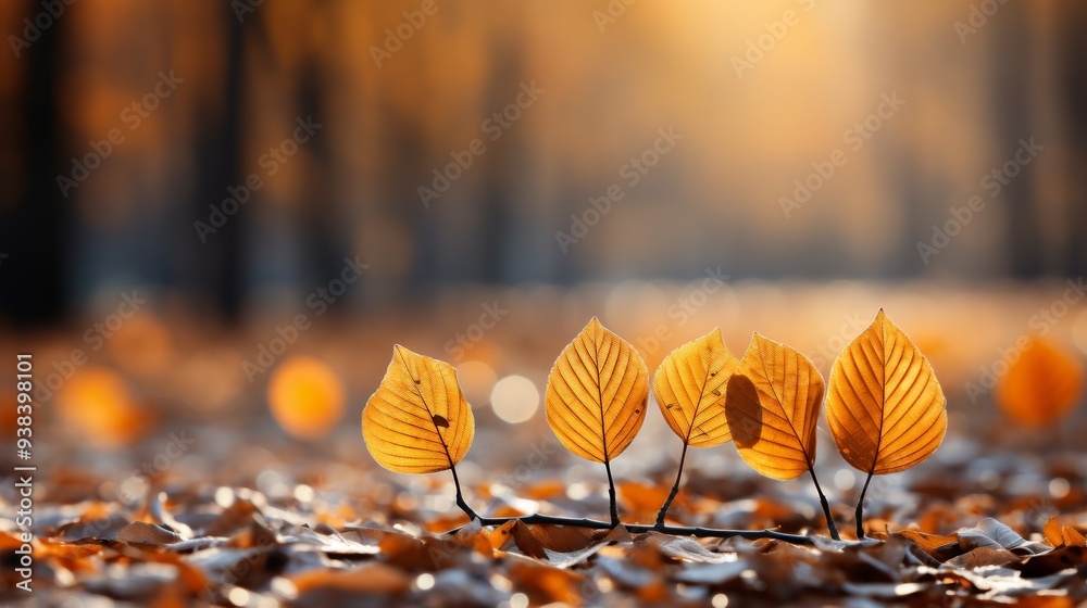 Golden Autumn Scene with Rich Tapestry of Golden Leaves Golden Autumn Scene with Rich Tapestry of Golden Leaves