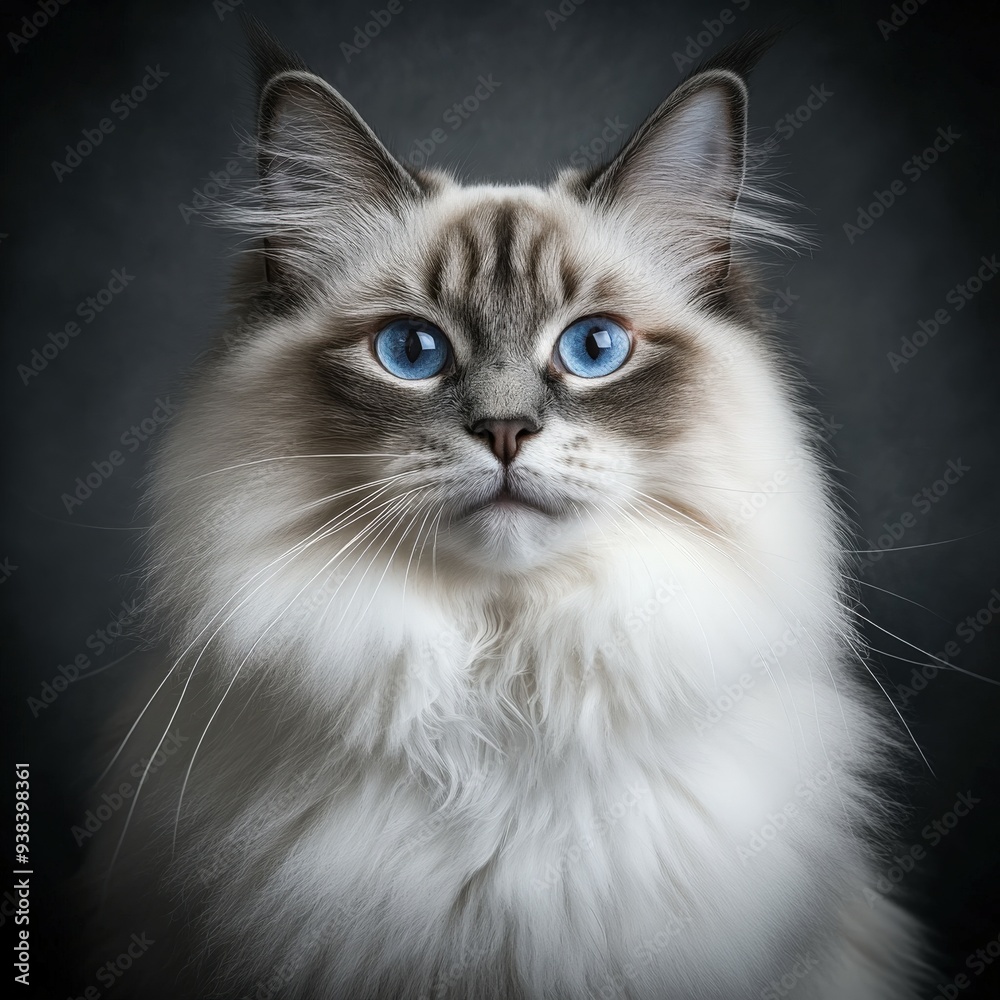 A majestic Ragdoll cat gazes thoughtfully in soft, ambient light