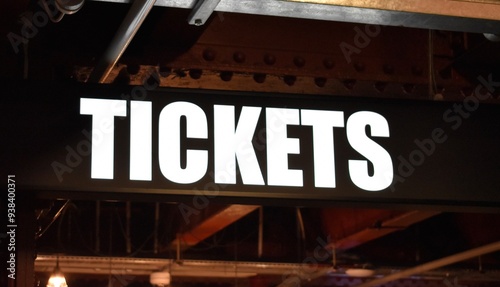 Ticket sign with lights on
