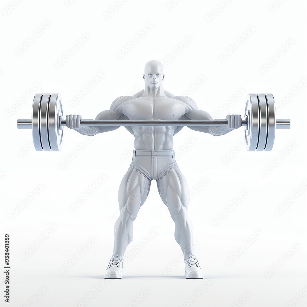 A muscular man is holding a barbell.
A muscular man is holding a barbell.
