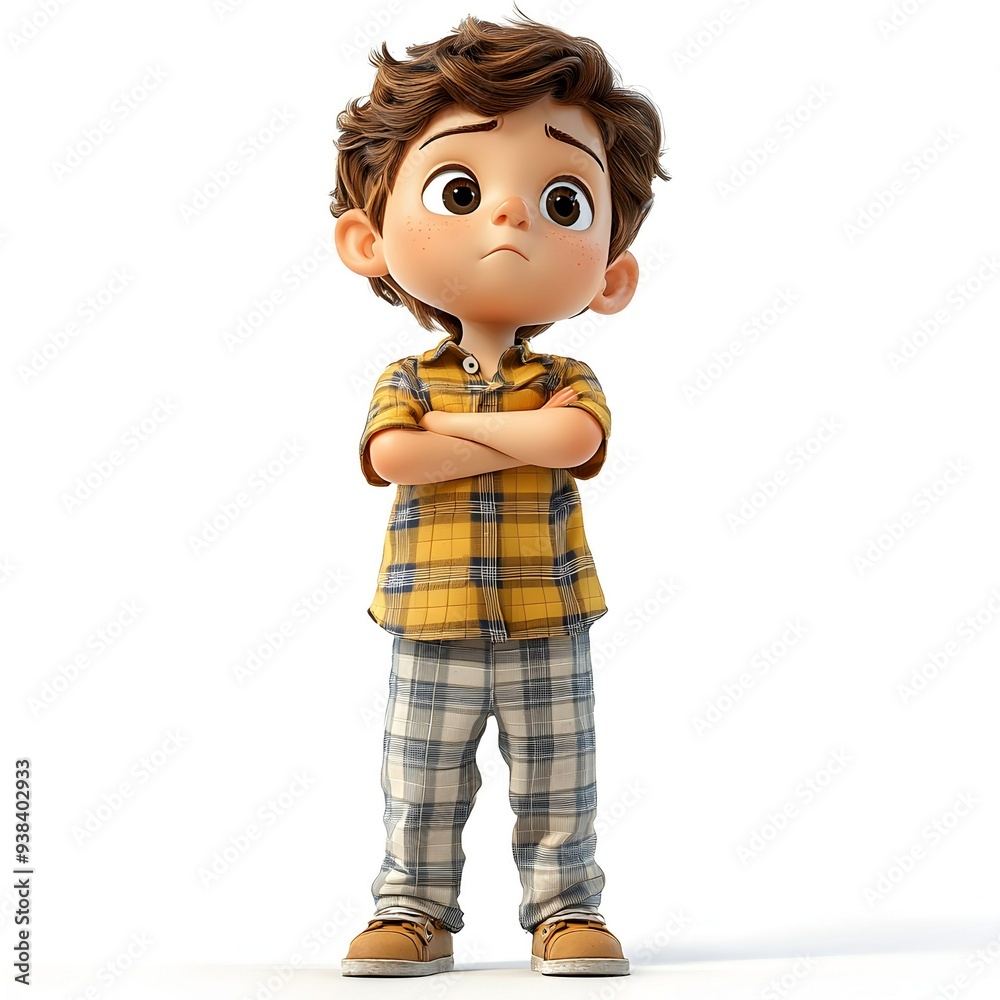 Cartoon Boy Character Standing with Arms Crossed Cartoon Boy Character Standing with Arms Crossed