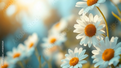 Daisies blooming in sunlight during a serene spring afternoon