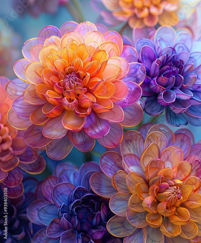Beautiful Watercolor Bouquet of Sedum ‘Autumn Joy’ (Hylotelephium)Flowers Depicted in Pastel Shades of Alcohol and Ink.