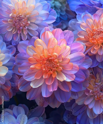 Beautiful Watercolor Bouquet of Sedum ‘Autumn Joy’ (Hylotelephium)Flowers Depicted in Pastel Shades of Alcohol and Ink.
