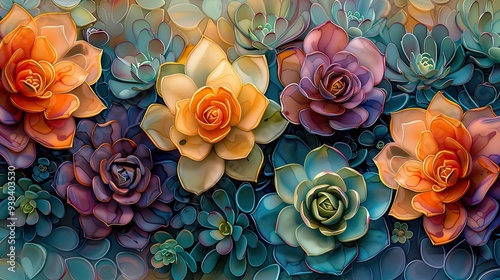 Beautiful Watercolor Bouquet of Sedum ‘Autumn Joy’ (Hylotelephium)Flowers Depicted in Pastel Shades of Alcohol and Ink.