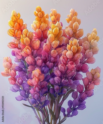 Beautiful Watercolor Bouquet of Sedum ‘Autumn Joy’ (Hylotelephium)Flowers Depicted in Pastel Shades of Alcohol and Ink.