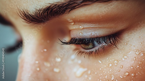 Close-up of a persons eye with soft makeup under natural light