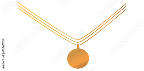 Multilayer Trendy Gold Necklace On White Background, Unique Fine Jewelry Vector Illustration.	
