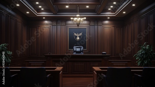 Dark Wooden Courtroom Interior Design
