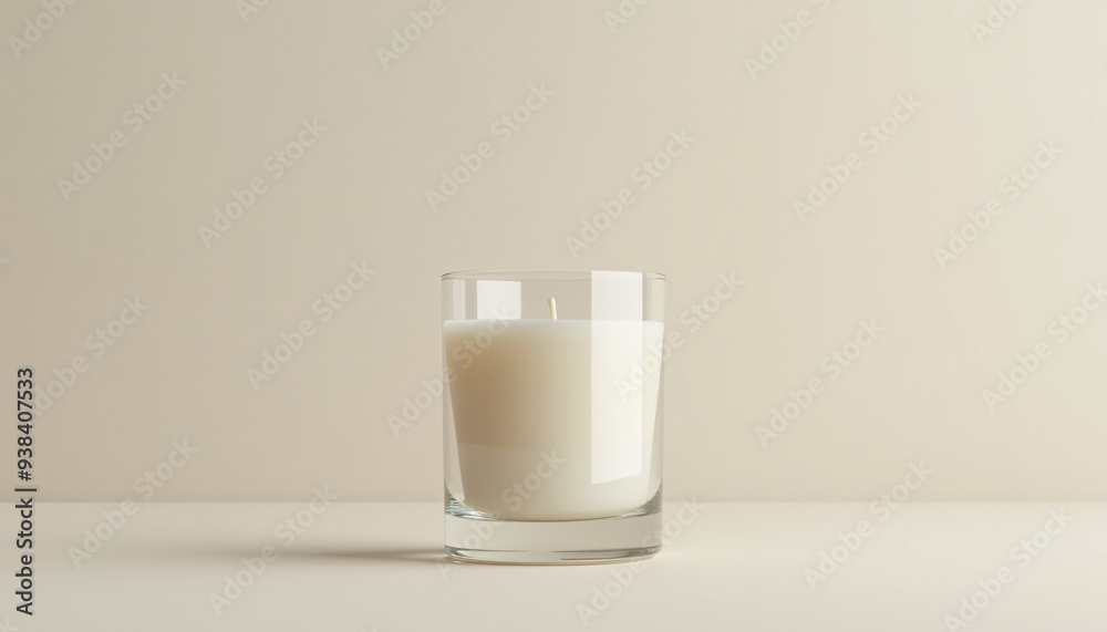 Mock up blank clear glass candle jar with white wax Mock up blank clear glass candle jar with white wax