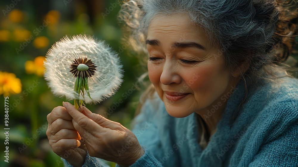 Female caregiver and senior woman in wheelchair holding dandelion, picking wild flowers. Nurse and elderly woman enjoying a warm day in nursing home, public park. Female caregiver and senior woman in wheelchair holding dandelion, picking wild flowers. Nurse and elderly woman enjoying a warm day in nursing home, public park.